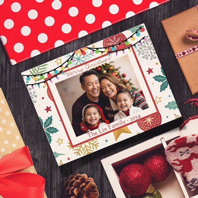 Festive Christmas Family Photo Christmas Card (Creator Uploaded)