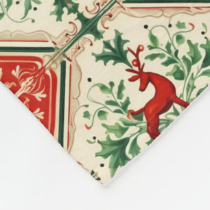 Festive Christmas faux patchwork style vintage  Fleece Blanket