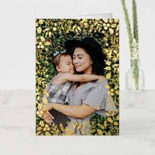 Festive Christmas Foliage Frame Happy Holidays Foil Holiday Card