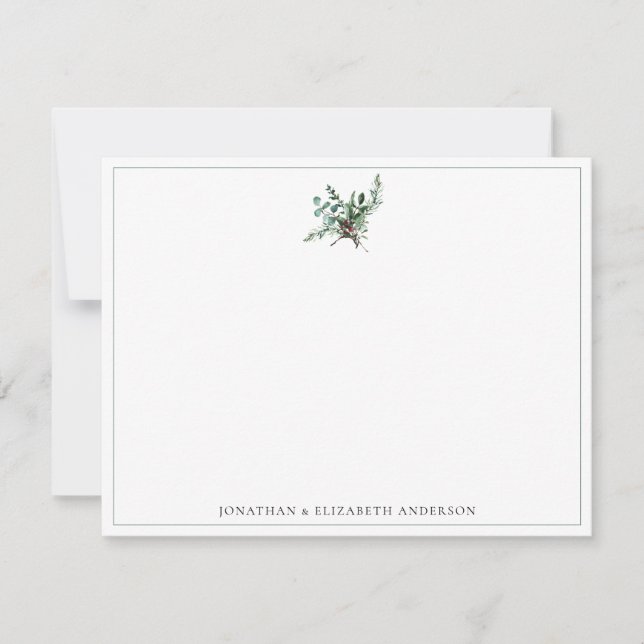 Festive Christmas Foliage Minimalist  Card (Front)