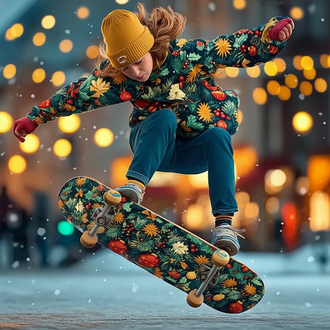Festive Christmas Foliage with Ornaments Skateboard (Creator Uploaded)