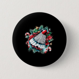 Festive Christmas For Badminton Lovers, Christmas  6 Cm Round Badge
