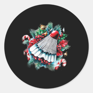 Festive Christmas For Badminton Lovers Classic Round Sticker