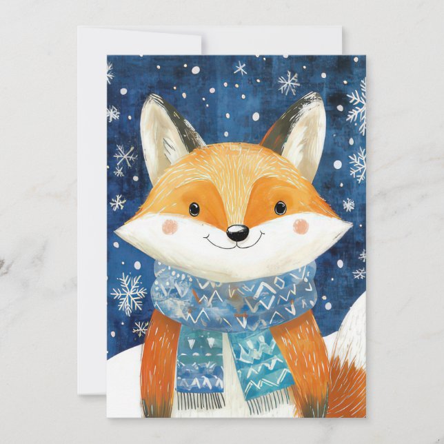 Festive Christmas Fox Greeting Card (Front)