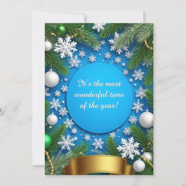 Festive Christmas Frame With Pine Branches Card (Front)