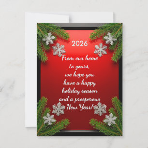 Festive Christmas Frame with Pine Branches Postcard