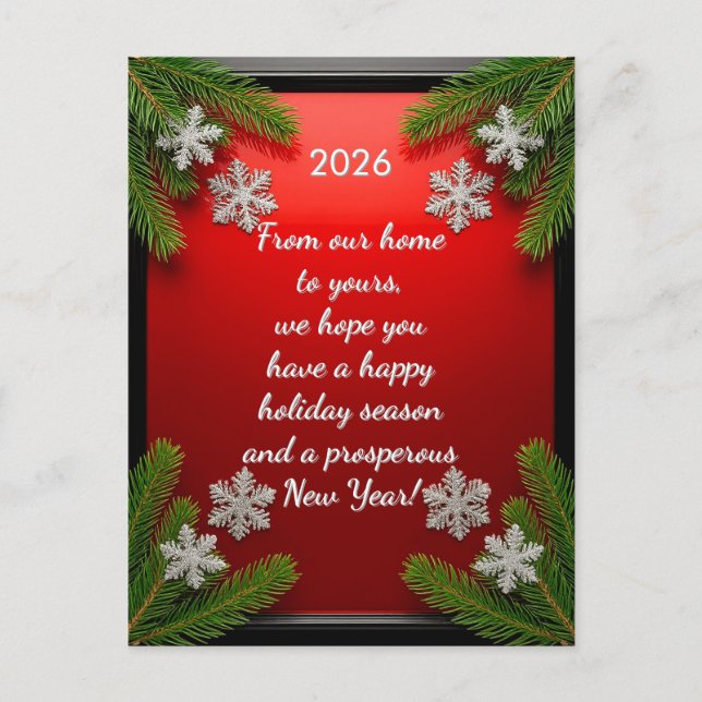 Festive Christmas Frame with Pine Branches Postcard (Front)