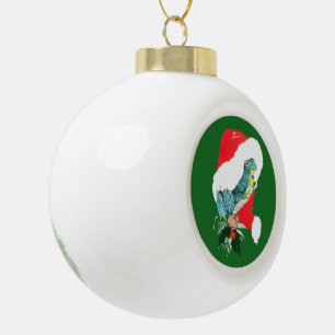 Festive Christmas Frog Santa Hat Designed Ceramic Ball Christmas Ornament