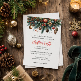 Festive Christmas Garland Holiday Party   Invitation