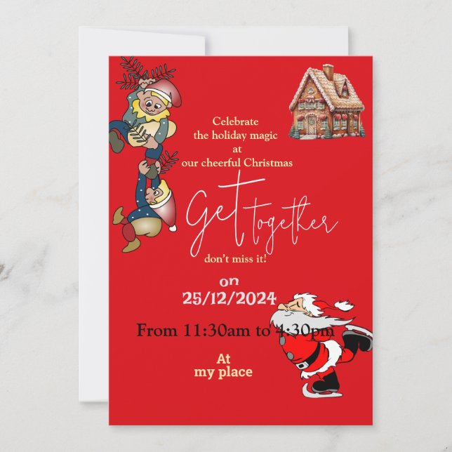 Festive Christmas Get-Together  Invitation (Front)