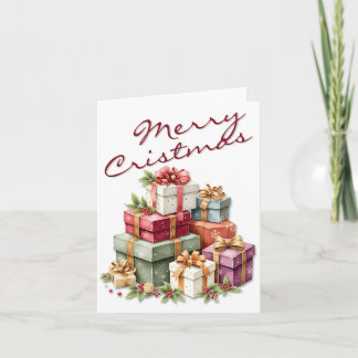 Festive Christmas Gift Boxes Artwork Thank You Card