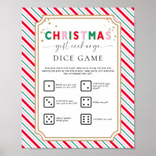 Festive Christmas Gift Exchange Dice Game Sign