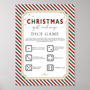 Festive Christmas Gift Exchange Dice Game Sign