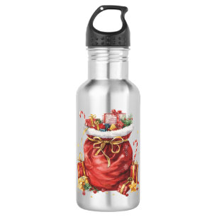 Festive Christmas Gift Sack with Presents 532 Ml Water Bottle