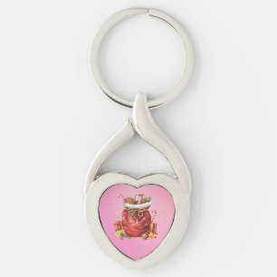 Festive Christmas Gift Sack with Presents Key Ring
