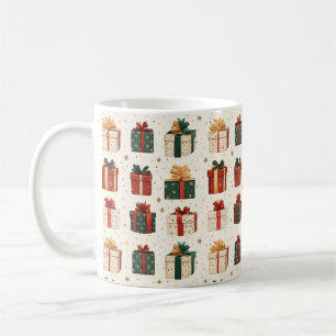 Festive Christmas Gift Wrap Design Pattern Coffee Mug