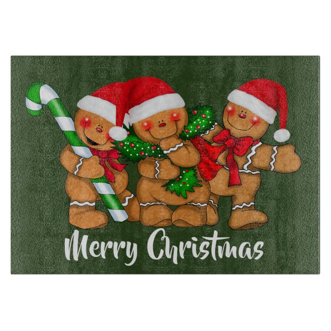 Festive Christmas gingerbread add message cutting Cutting Board (Front)