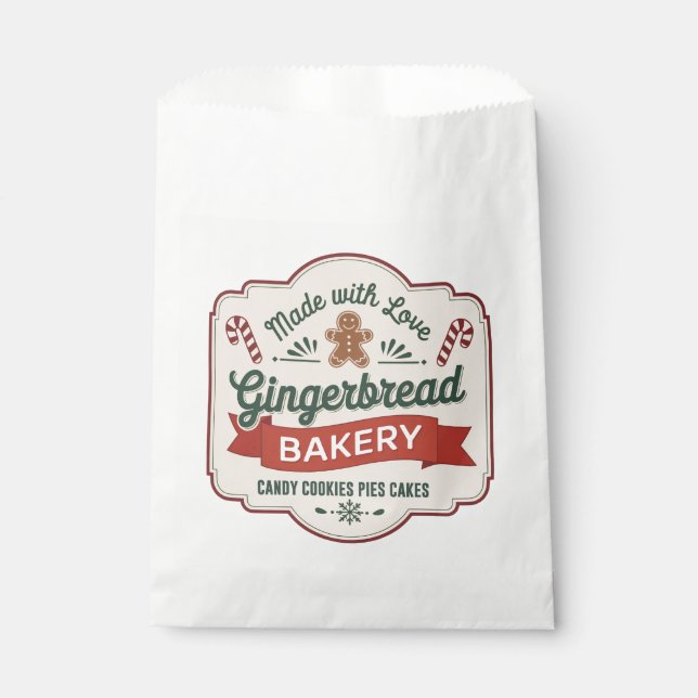 Festive Christmas gingerbread bakery Favour Bag (Front)