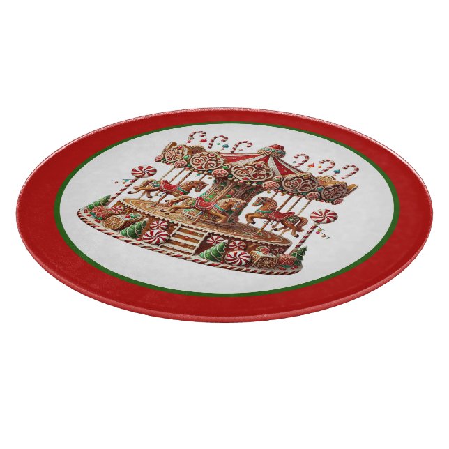 Festive Christmas gingerbread carousel  Cutting Board (Corner)