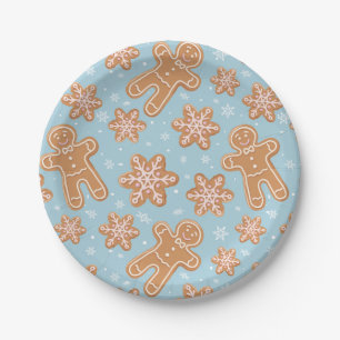 Festive Christmas Gingerbread Cookies Design Paper Plate