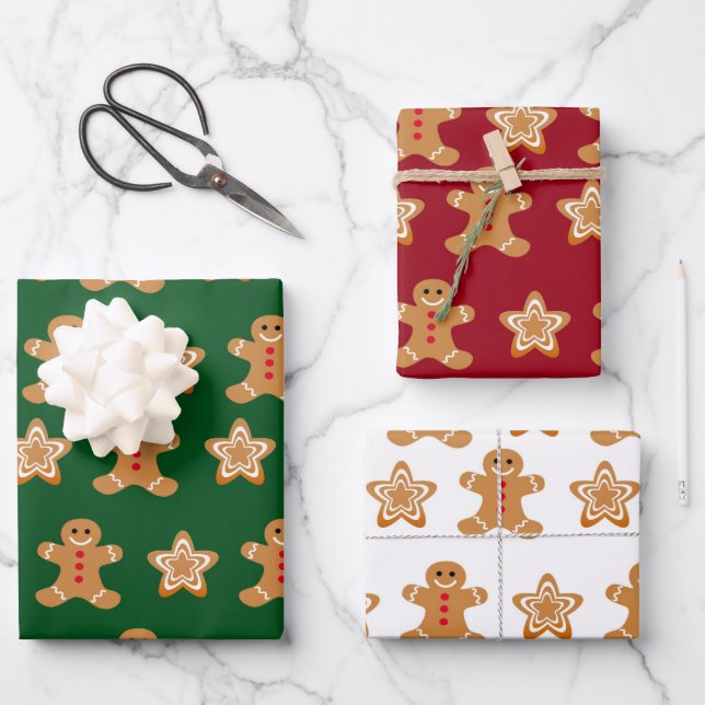 Festive Christmas gingerbread cookies Wrapping Paper Sheet (Front)