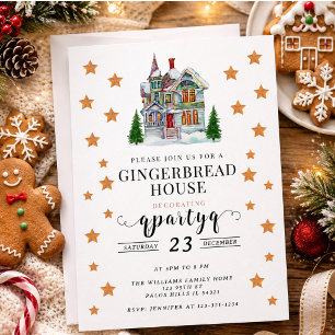 Festive Christmas Gingerbread Decorating Party Invitation