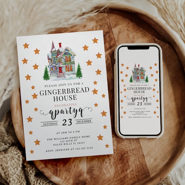 Festive Christmas Gingerbread Decorating Party Invitation (Creator Uploaded)