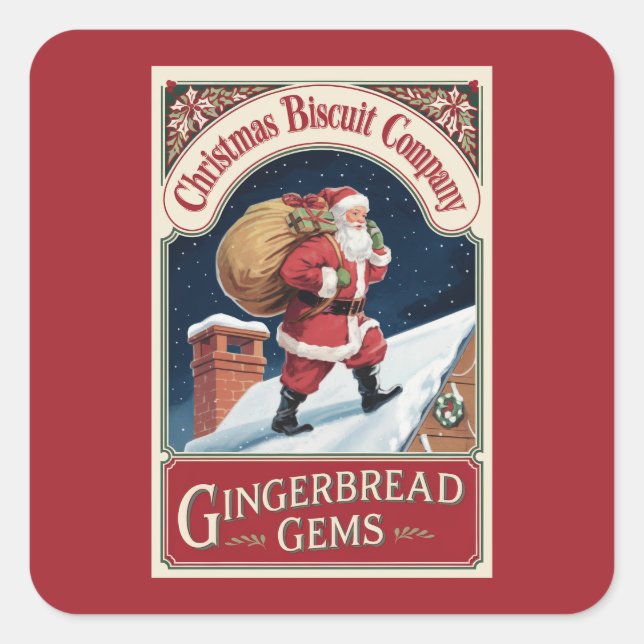 Festive Christmas Gingerbread gems Square Sticker (Front)