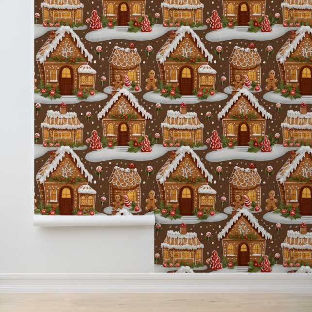 Festive Christmas gingerbread house Wallpaper  (Application)