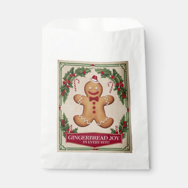 Festive Christmas Gingerbread joy party Favour Bag (Front)