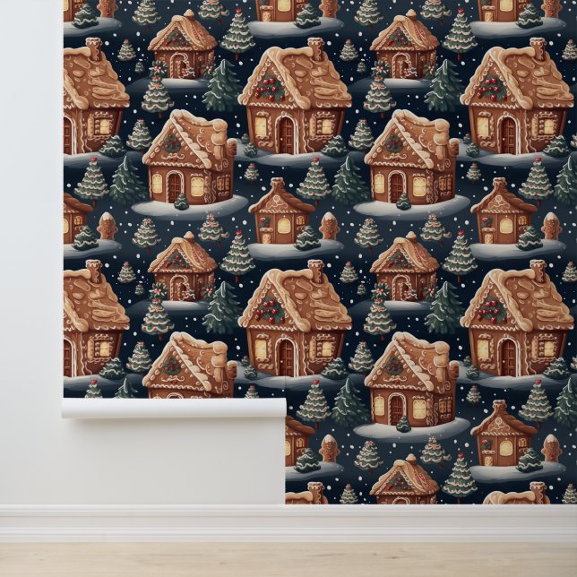 Festive Christmas gingerbread tiled pattern Wallpaper (Application)