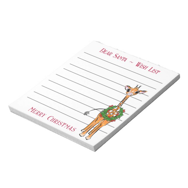 Festive Christmas giraffe, Santa’s wish list  Note (Rotated)