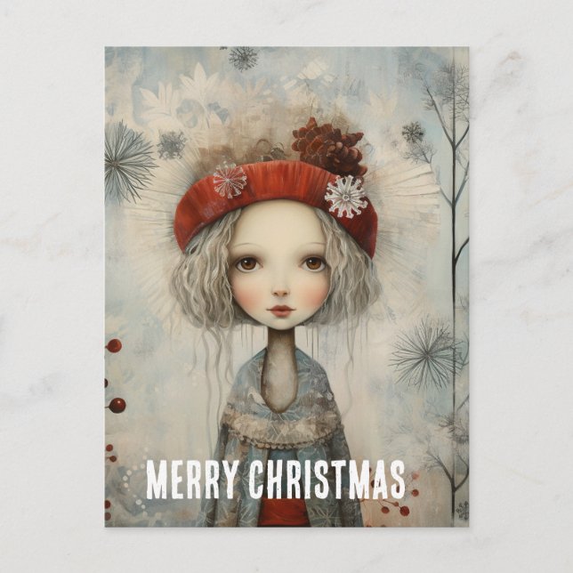 Festive Christmas Girl Postcard (Front)