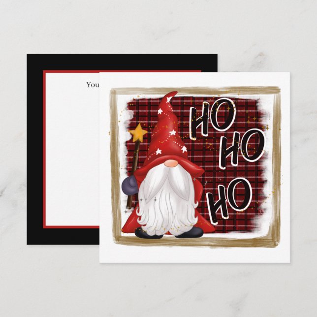 festive Christmas gnome add sentiment Holiday Card (Front/Back)