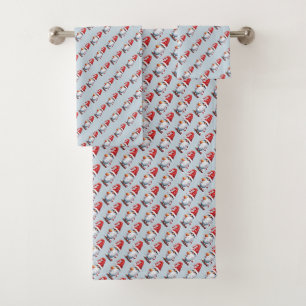 Festive Christmas Gnome Gonk Holding A Glass Bath Towel Set