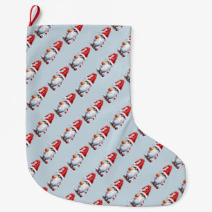 Festive Christmas Gnome Gonk Holding A Glass Large Christmas Stocking