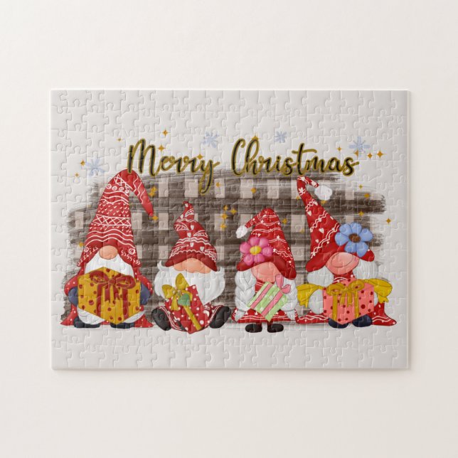 Festive Christmas gnome Holiday jigsaw puzzle (Horizontal)