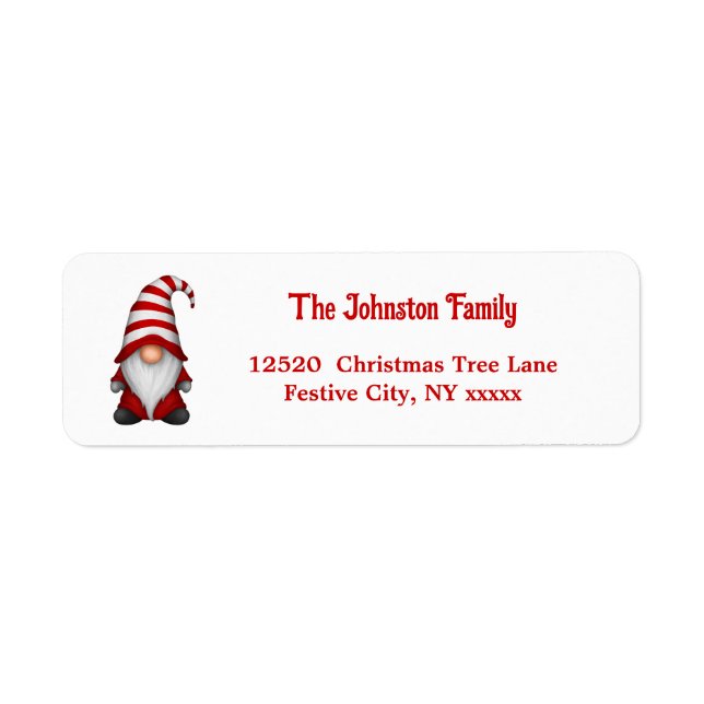Festive Christmas Gnome Holiday Return Address Label (Front)
