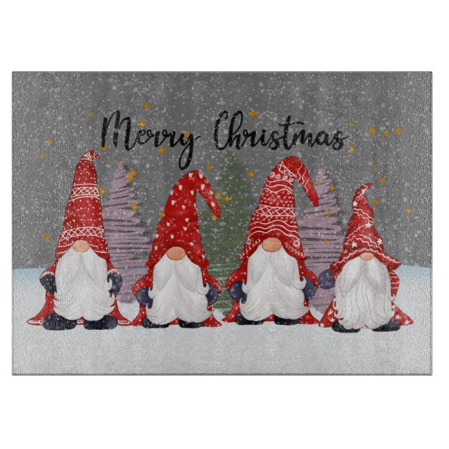festive Christmas gnomes Holiday Cutting Board (Front)