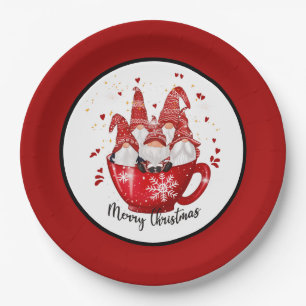 festive Christmas gnomes Holiday Paper Plate