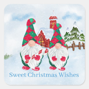 Festive Christmas gnomes Holiday Square Sticker