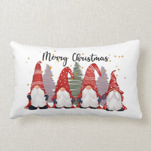 Festive Christmas gnomes Holiday Throw Pillow