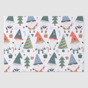 Festive Christmas Gnomes Trees Candy Canes Tissue Paper