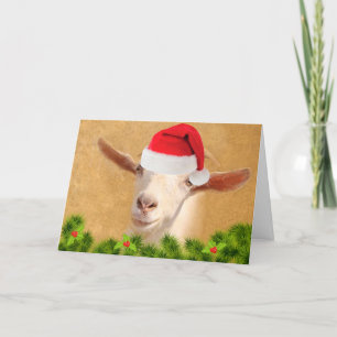 Festive Christmas Goat Holiday Card