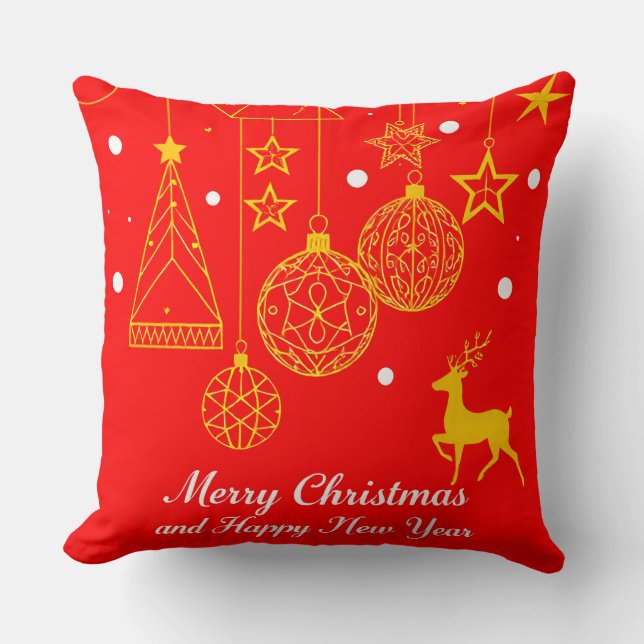 Festive Christmas Graphic With Ornaments Cushion (Front)