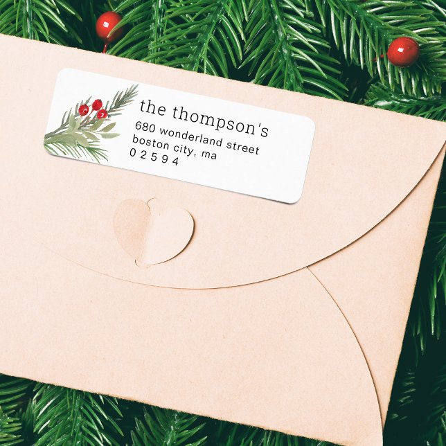 Festive Christmas Greenery Photo Address Return Address Label (Festive Christmas Greenery Photo Address Label)