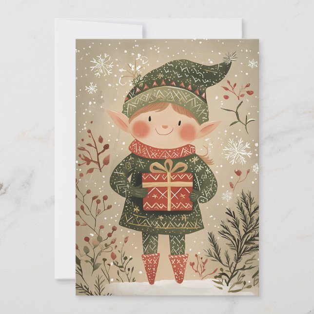 Festive Christmas Greeting Card Christmas Gnome (Front)