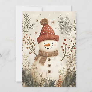 Festive Christmas Greeting Card Snowman