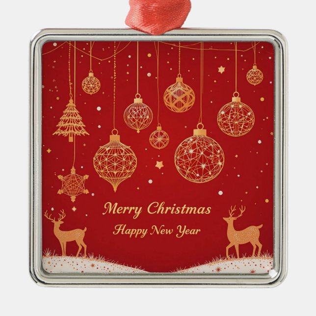 Festive Christmas Greeting Card with Decorations (Front)