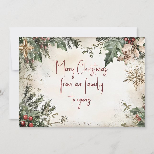 Festive Christmas Greeting Card with Poinsettia (Front)